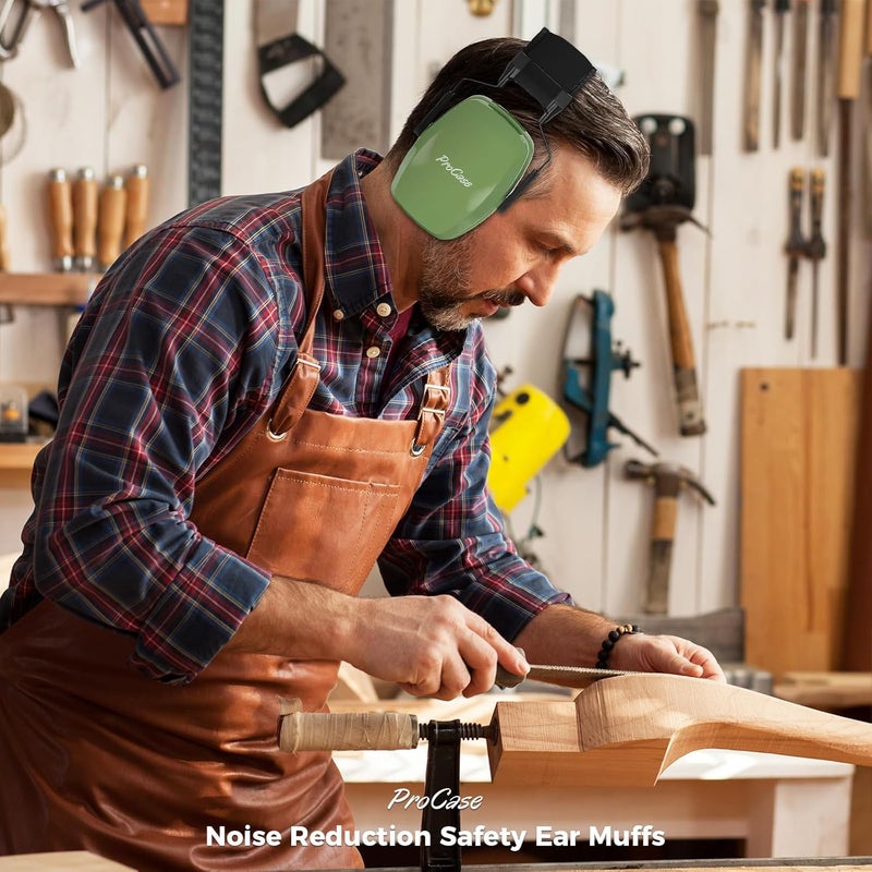 Procase Noise Cancelling Ear Muffs SNR 33dB, Ear Hearing Protection Headphones for Adults, Sound Proof Ear Defenders for Work, Mowing, Shooters Shooting Gun Range, Construction -Armygreen - Image 5